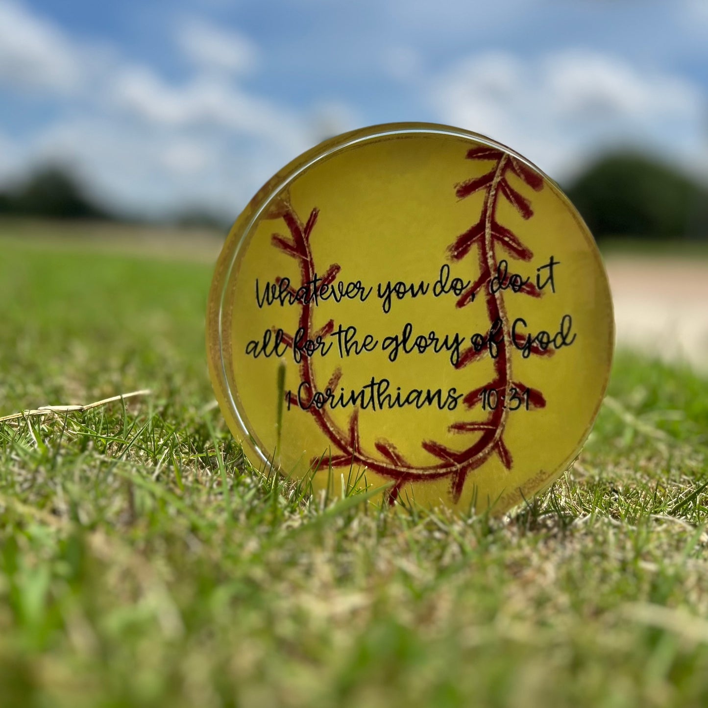 Softball Acrylic Art Block