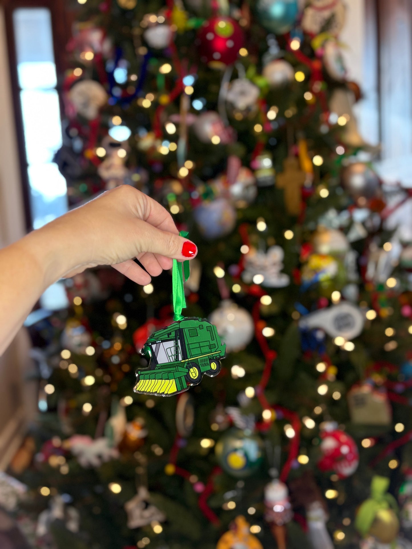 Green Cotton Picker Acrylic Ornament