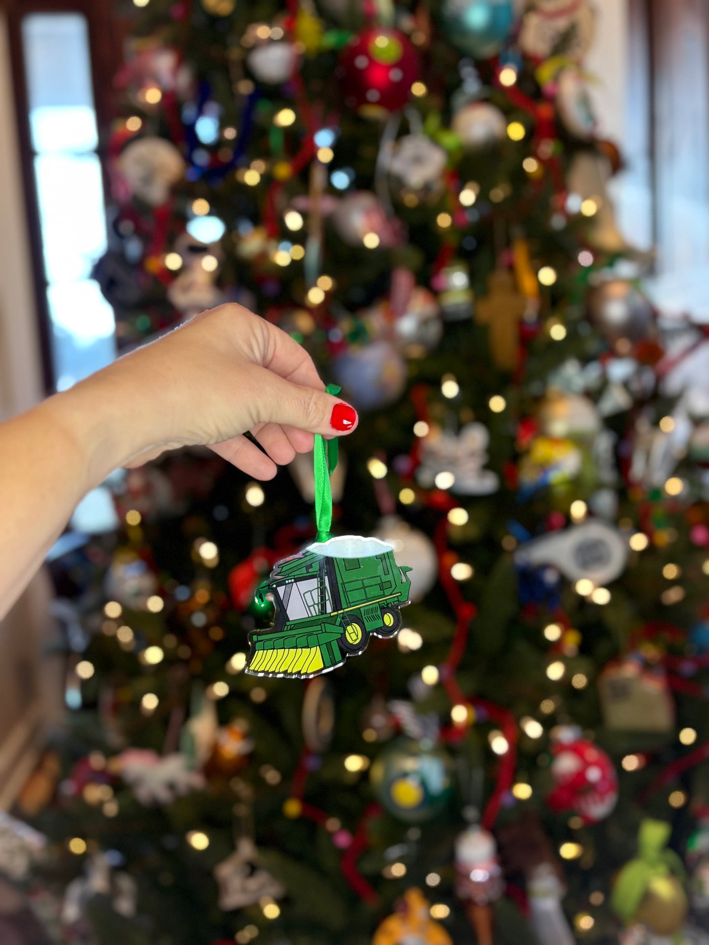 Green Cotton Picker Acrylic Ornament