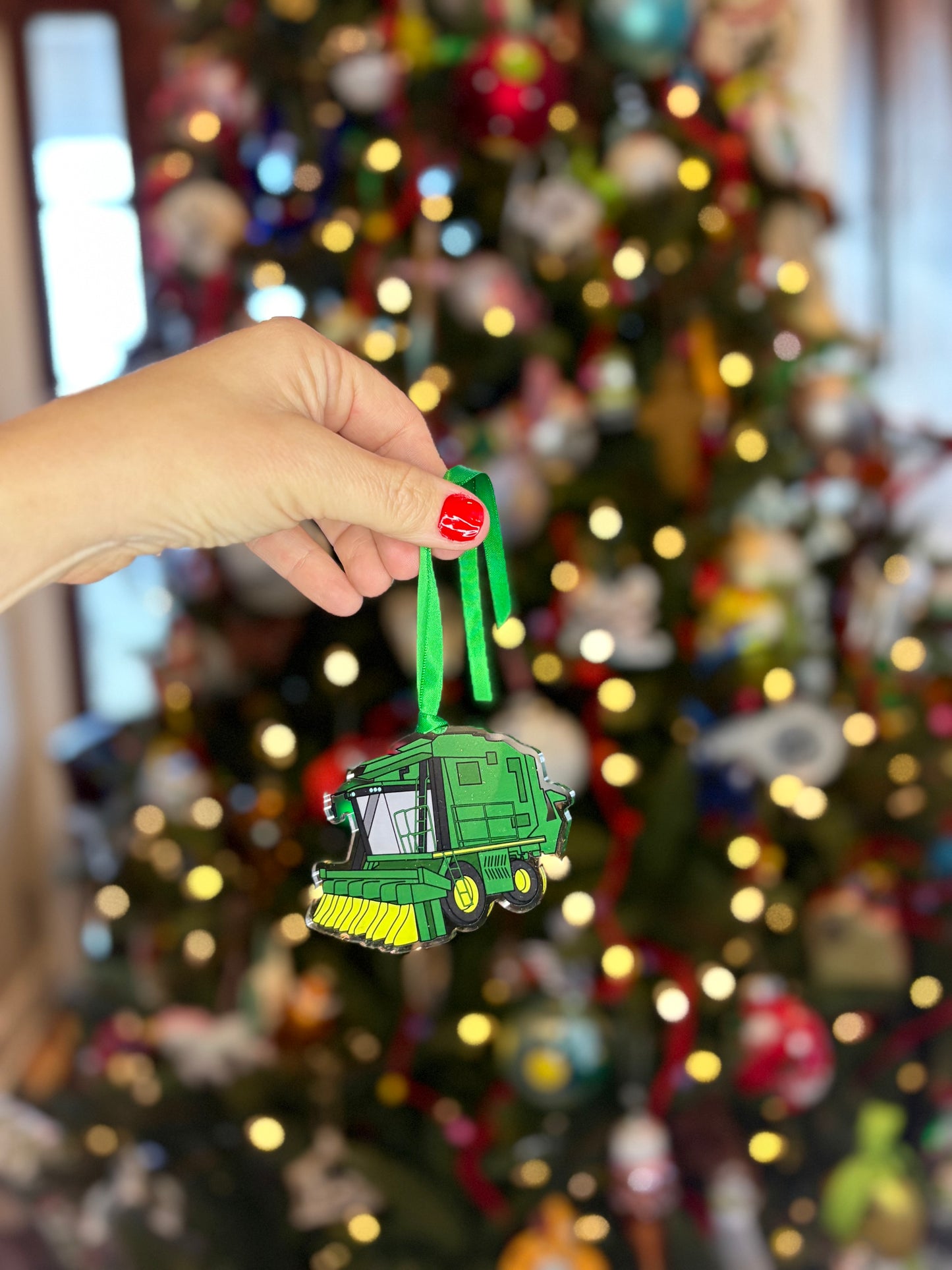 Green Cotton Picker Acrylic Ornament