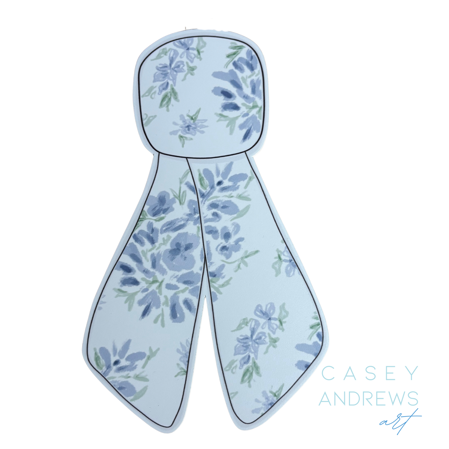 Floral patterned headband with 'Casey Andrews Art' branding on a white background