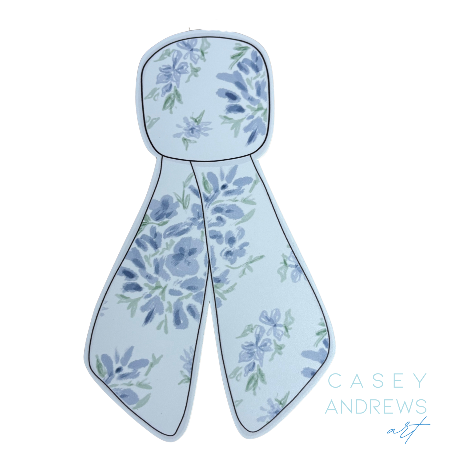 Floral patterned headband with 'Casey Andrews Art' branding on a white background