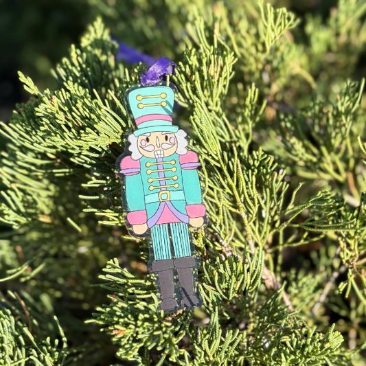 Colorful Nutcracker Teal Acrylic Ornament