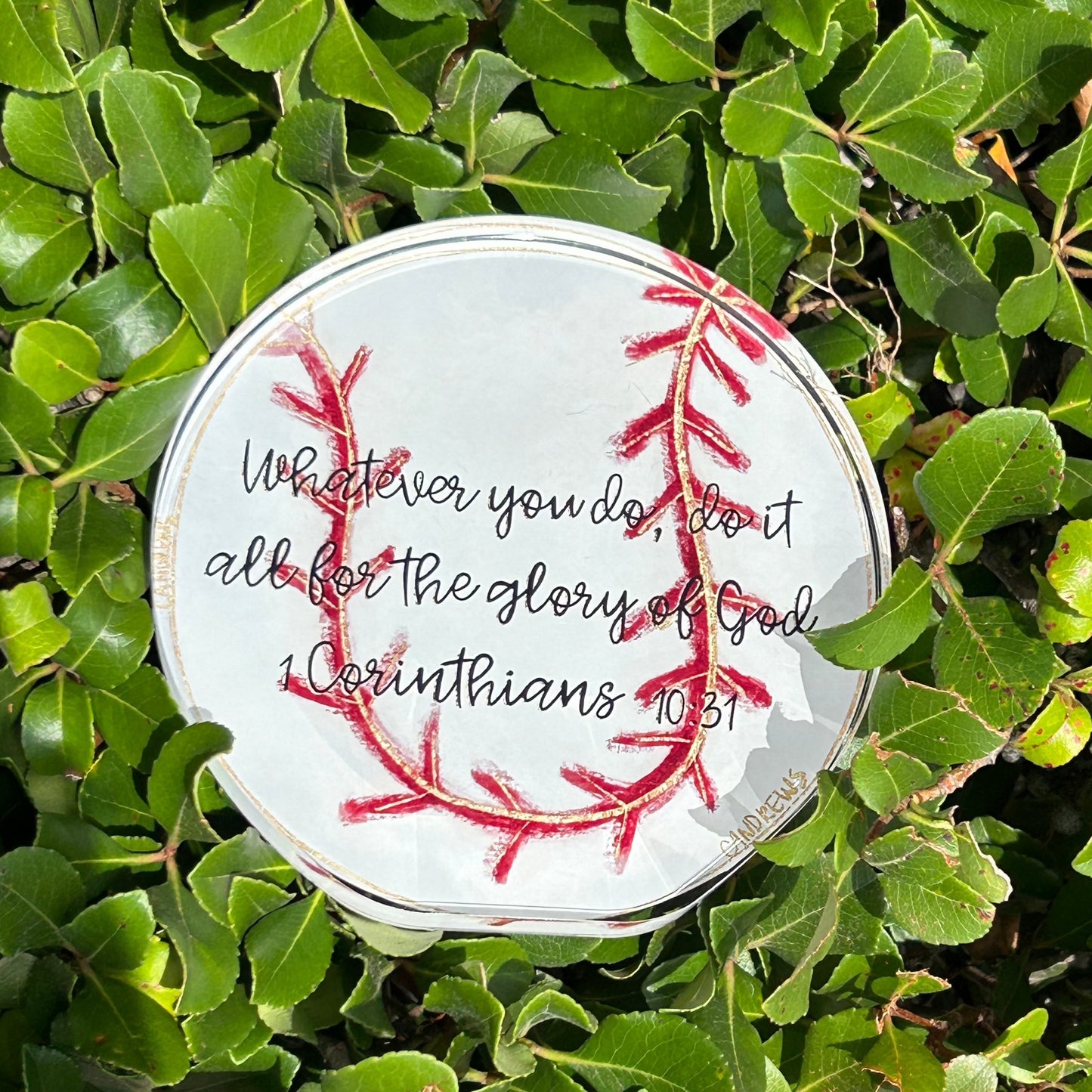 Thick Acrylic Cut Fine Art Baseball for desk, shelf, or night stand.